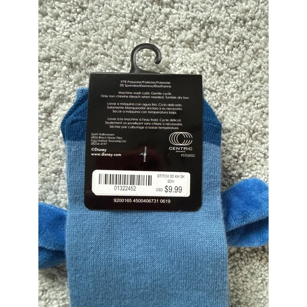 Disney Lilo & Stitch Blue 3D Ears Knee High Socks Women Shoe Size 4-10 New
